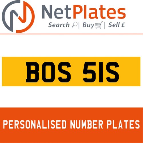 BOS 51S PERSONALISED PRIVATE CHERISHED DVLA NUMBER PLATE In vendita