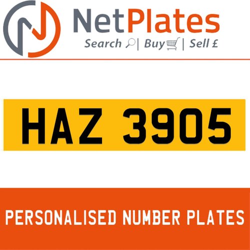 HAZ 3905 PERSONALISED PRIVATE CHERISHED DVLA NUMBER PLATE For Sale
