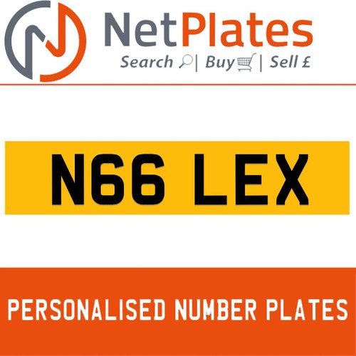 N66 LEX PERSONALISED PRIVATE CHERISHED DVLA NUMBER PLATE For Sale