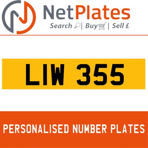 LIW 355 PERSONALISED PRIVATE CHERISHED DVLA NUMBER PLATE In vendita