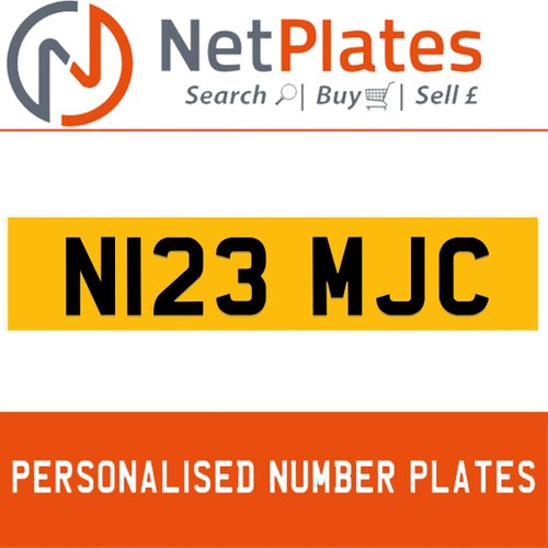 N123 MJC PERSONALISED PRIVATE CHERISHED DVLA NUMBER PLATE For Sale