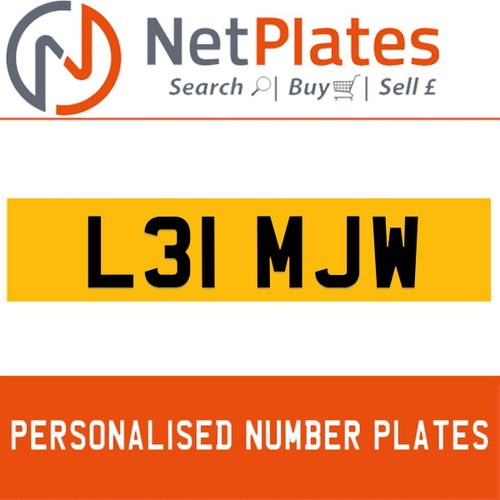 L31 MJW PERSONALISED PRIVATE CHERISHED DVLA NUMBER PLATE In vendita