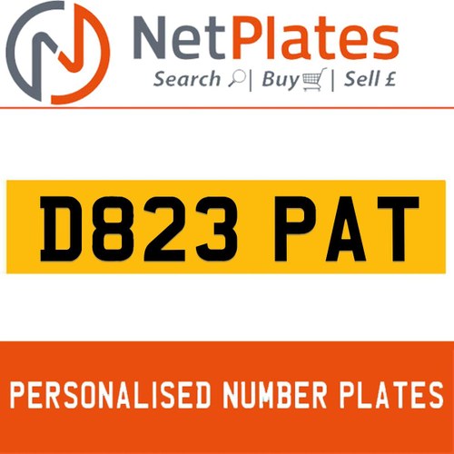 D823 PAT PERSONALISED PRIVATE CHERISHED DVLA NUMBER PLATE In vendita