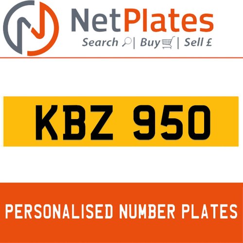 KBZ 950 PERSONALISED PRIVATE CHERISHED DVLA NUMBER PLATE For Sale