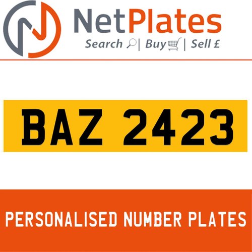 BAZ 2423 PERSONALISED PRIVATE CHERISHED DVLA NUMBER PLATE In vendita
