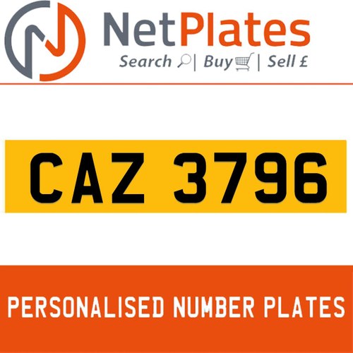 CAZ 3796 PERSONALISED PRIVATE CHERISHED DVLA NUMBER PLATE In vendita