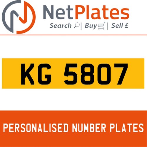 KG 5807 PERSONALISED PRIVATE CHERISHED DVLA NUMBER PLATE For Sale