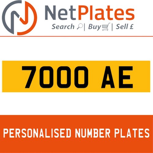 7000 AE PERSONALISED PRIVATE CHERISHED DVLA NUMBER PLATE In vendita