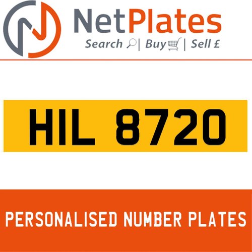 HIL 8720 PERSONALISED PRIVATE CHERISHED DVLA NUMBER PLATE In vendita