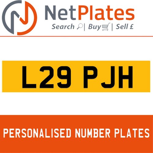 L29 PJH PERSONALISED PRIVATE CHERISHED DVLA NUMBER PLATE For Sale