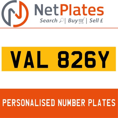 VAL 826Y PERSONALISED PRIVATE CHERISHED DVLA NUMBER PLATE In vendita