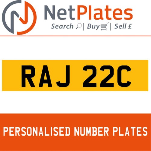 RAJ 22C PERSONALISED PRIVATE CHERISHED DVLA NUMBER PLATE For Sale