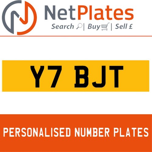 Y7 BJT PERSONALISED PRIVATE CHERISHED DVLA NUMBER PLATE For Sale