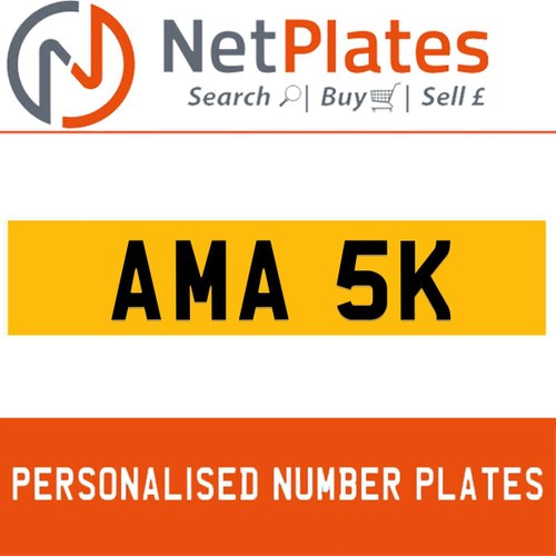AMA 5K PERSONALISED PRIVATE CHERISHED DVLA NUMBER PLATE In vendita