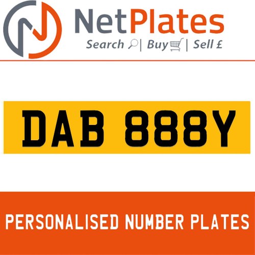 DAB 888Y PERSONALISED PRIVATE CHERISHED DVLA NUMBER PLATE For Sale