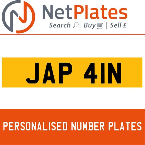 JAP 41N PERSONALISED PRIVATE CHERISHED DVLA NUMBER PLATE For Sale