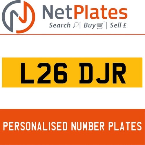 L26 DJR PERSONALISED PRIVATE CHERISHED DVLA NUMBER PLATE For Sale