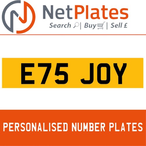 E75 JOY PERSONALISED PRIVATE CHERISHED DVLA NUMBER PLATE For Sale