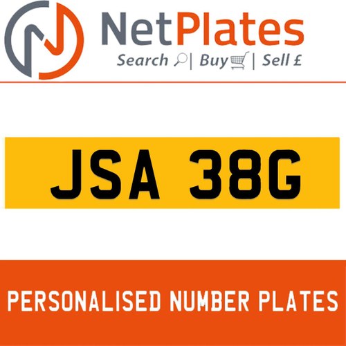 JSA 38G PERSONALISED PRIVATE CHERISHED DVLA NUMBER PLATE In vendita