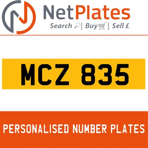 MCZ 835 PERSONALISED PRIVATE CHERISHED DVLA NUMBER PLATE For Sale
