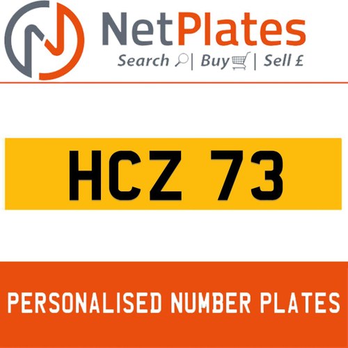HCZ 73 PERSONALISED PRIVATE CHERISHED DVLA NUMBER PLATE For Sale