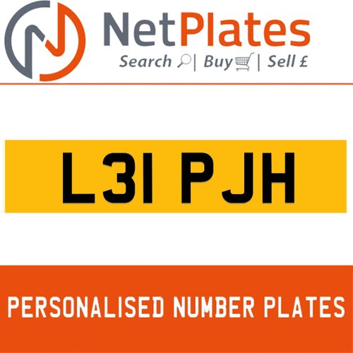 L31 PJH PERSONALISED PRIVATE CHERISHED DVLA NUMBER PLATE For Sale