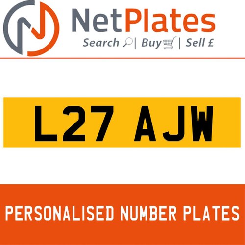 L27 AJW PERSONALISED PRIVATE CHERISHED DVLA NUMBER PLATE For Sale