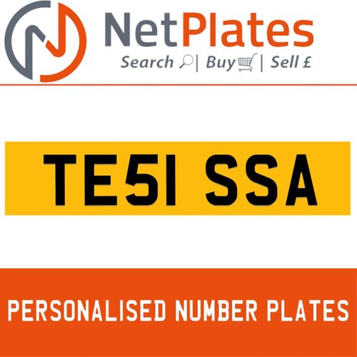 TE51 SSA PERSONALISED PRIVATE CHERISHED DVLA NUMBER PLATE For Sale