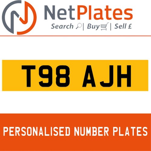 T98 AJH PERSONALISED PRIVATE CHERISHED DVLA NUMBER PLATE In vendita