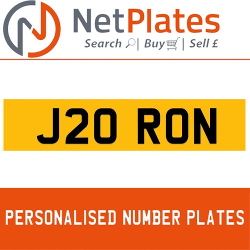 J20 RON PERSONALISED PRIVATE CHERISHED DVLA NUMBER PLATE In vendita