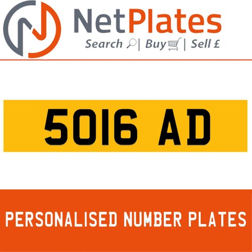 5016 AD PERSONALISED PRIVATE CHERISHED DVLA NUMBER PLATE In vendita