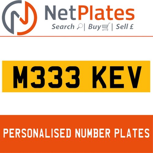 M333 KEV PERSONALISED PRIVATE CHERISHED DVLA NUMBER PLATE In vendita