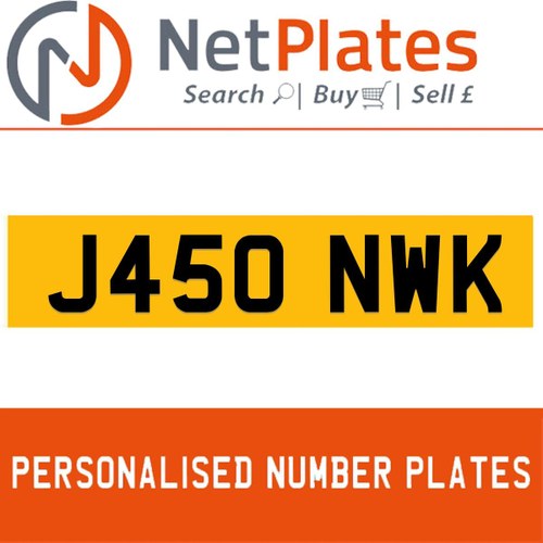 J450 NWK PERSONALISED PRIVATE CHERISHED DVLA NUMBER PLATE In vendita