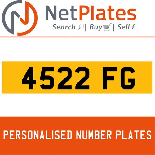 4522 FG PERSONALISED PRIVATE CHERISHED DVLA NUMBER PLATE In vendita