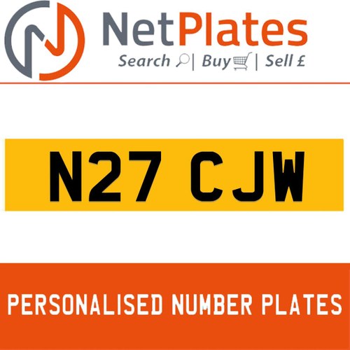 N27 CJW PERSONALISED PRIVATE CHERISHED DVLA NUMBER PLATE For Sale