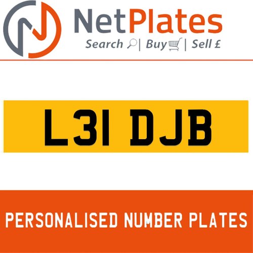 L31 DJB PERSONALISED PRIVATE CHERISHED DVLA NUMBER PLATE For Sale