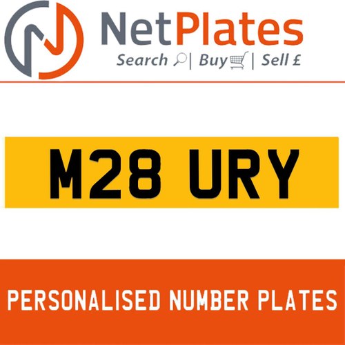 M28 URY PERSONALISED PRIVATE CHERISHED DVLA NUMBER PLATE In vendita
