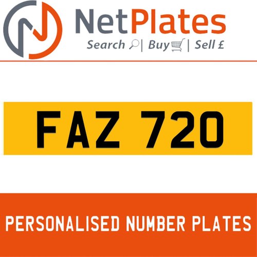 FAZ 720 PERSONALISED PRIVATE CHERISHED DVLA NUMBER PLATE In vendita