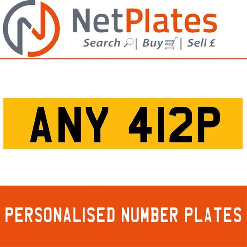 ANY 412P PERSONALISED PRIVATE CHERISHED DVLA NUMBER PLATE In vendita