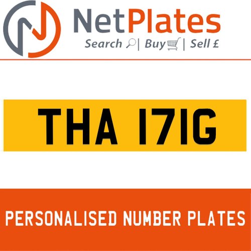THA 171G PERSONALISED PRIVATE CHERISHED DVLA NUMBER PLATE For Sale