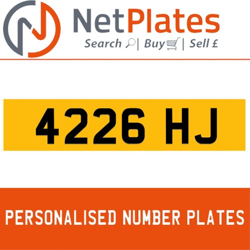 4226 HJ PERSONALISED PRIVATE CHERISHED DVLA NUMBER PLATE For Sale