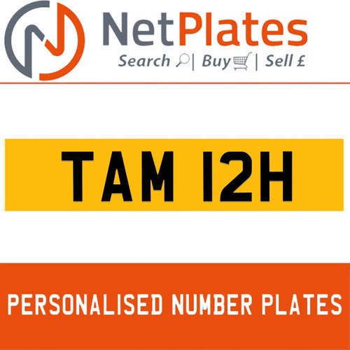 TAM 12H PERSONALISED PRIVATE CHERISHED DVLA NUMBER PLATE In vendita