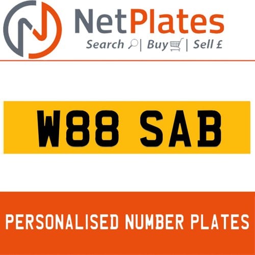 W88 SAB PERSONALISED PRIVATE CHERISHED DVLA NUMBER PLATE In vendita
