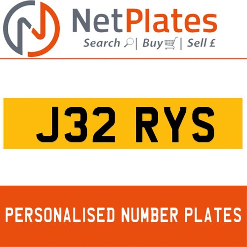 J32 RYS PERSONALISED PRIVATE CHERISHED DVLA NUMBER PLATE In vendita