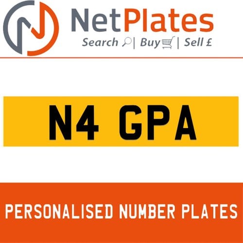 N4 GPA PERSONALISED PRIVATE CHERISHED DVLA NUMBER PLATE For Sale