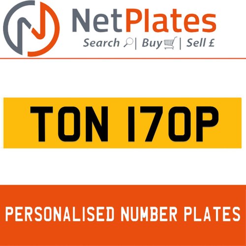 TON 170P PERSONALISED PRIVATE CHERISHED DVLA NUMBER PLATE In vendita