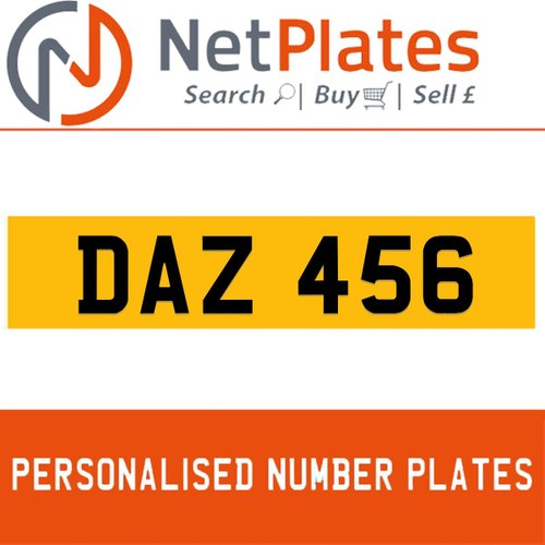 DAZ 456 PERSONALISED PRIVATE CHERISHED DVLA NUMBER PLATE For Sale