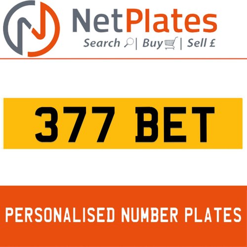 377 BET PERSONALISED PRIVATE CHERISHED DVLA NUMBER PLATE For Sale