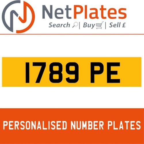 1789 PE PERSONALISED PRIVATE CHERISHED DVLA NUMBER PLATE For Sale