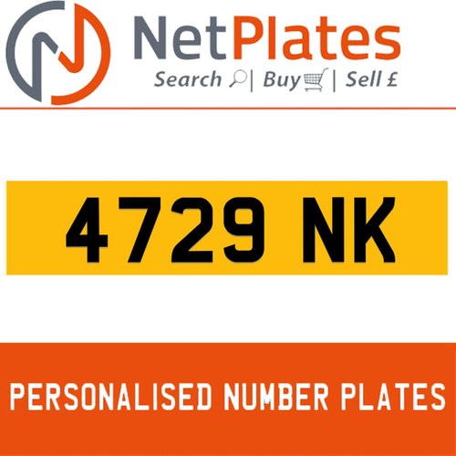 4729 NK PERSONALISED PRIVATE CHERISHED DVLA NUMBER PLATE In vendita